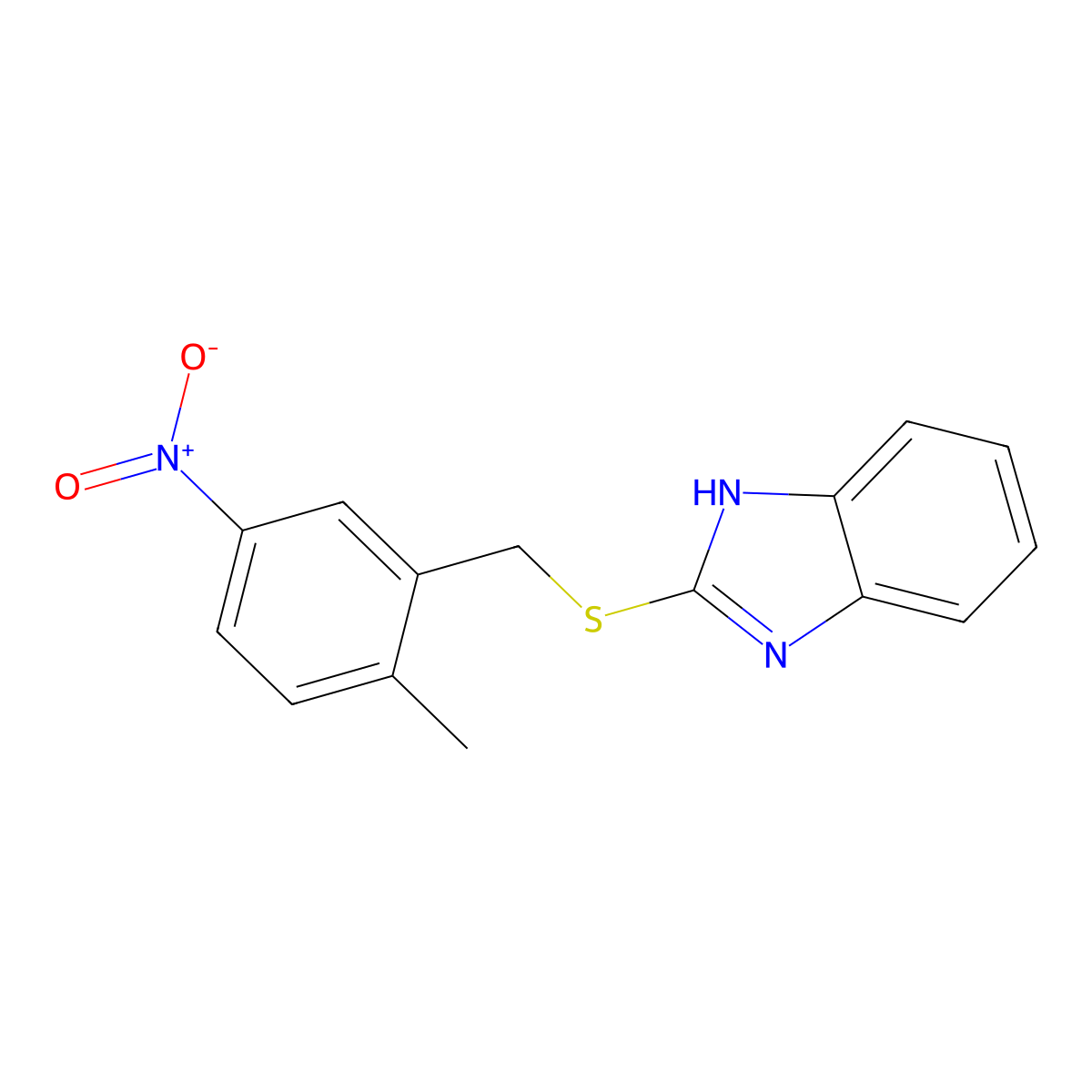 2-(2-Methyl-5-nitrobenzylthio)-1H-benzo[d]imidazole molecular structure, CAS 845879-34-7
