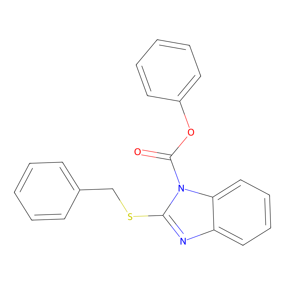 Phenyl 2-(benzylthio)-1H-benzo[d]imidazole-1-carboxylate molecular structure, CAS 845879-38-1