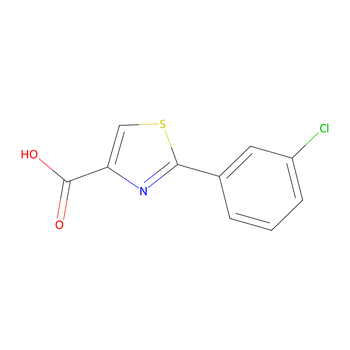 2-(3-chlorophenyl)-1,3-thiazole-4-carboxylic Acid molecular structure, CAS 845885-82-7