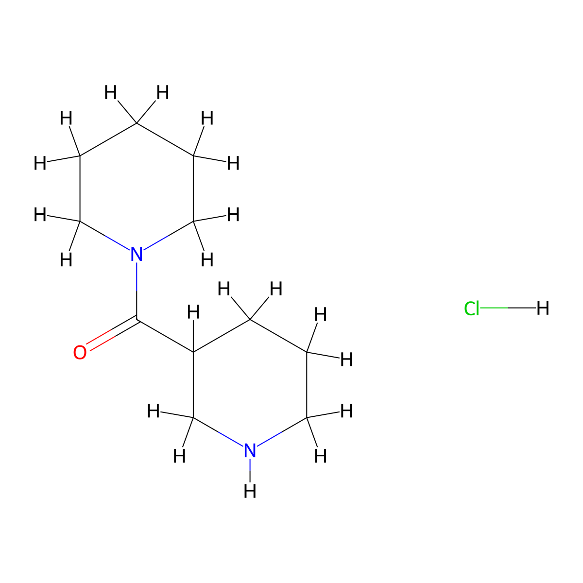 3-(Piperidine-1-carbonyl)piperidine hydrochloride molecular structure, CAS 845885-83-8