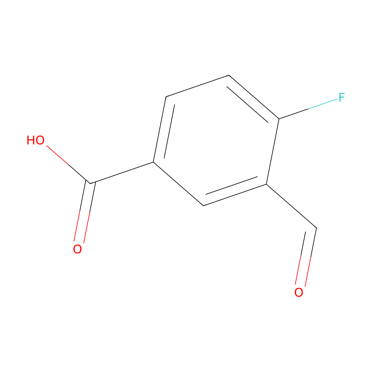 4-Fluoro-3-formyl-benzoic acid molecular structure, CAS 845885-90-7