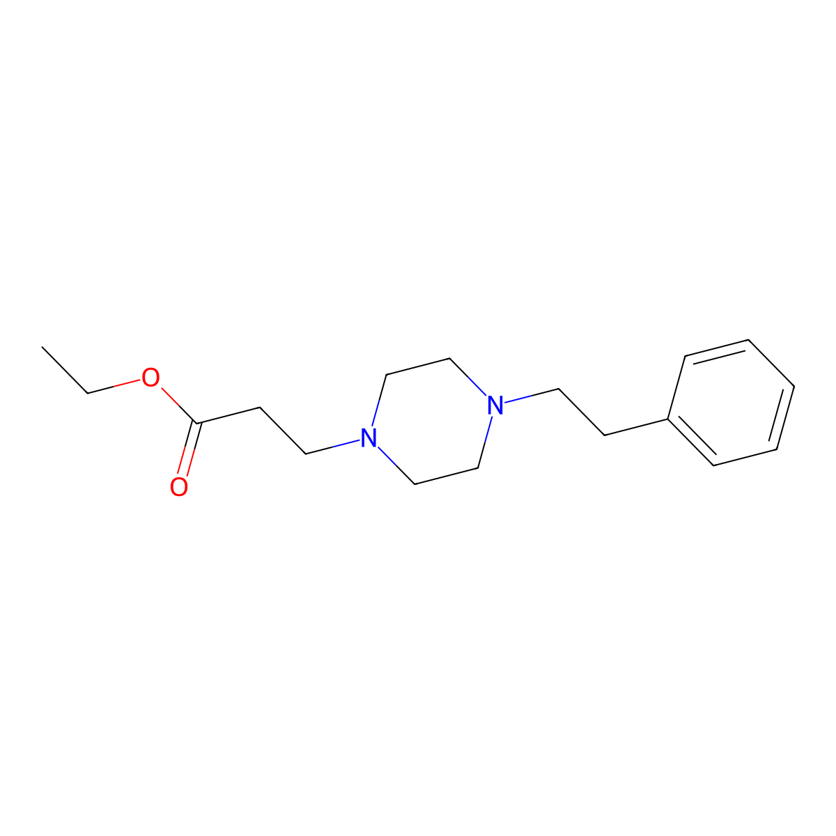 Ethyl 3-[4-(2-phenylethyl)piperazin-1-yl]propanoate molecular structure, CAS 845885-92-9