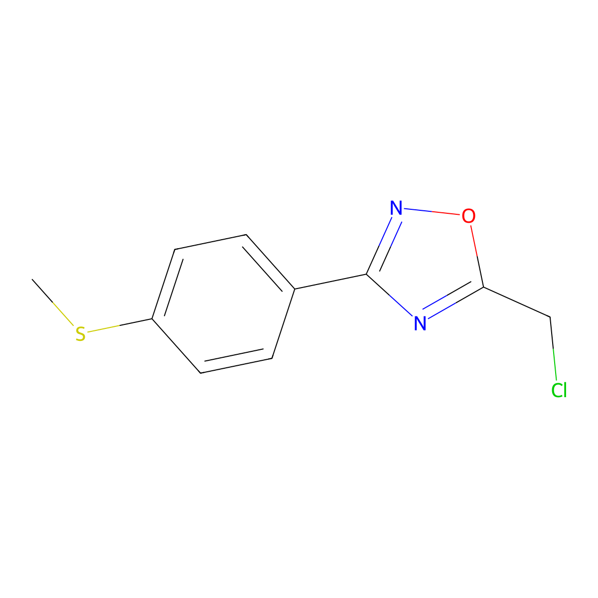 5-(Chloromethyl)-3-(4-(methylthio)phenyl)-1,2,4-oxadiazole molecular structure, CAS 845887-08-3