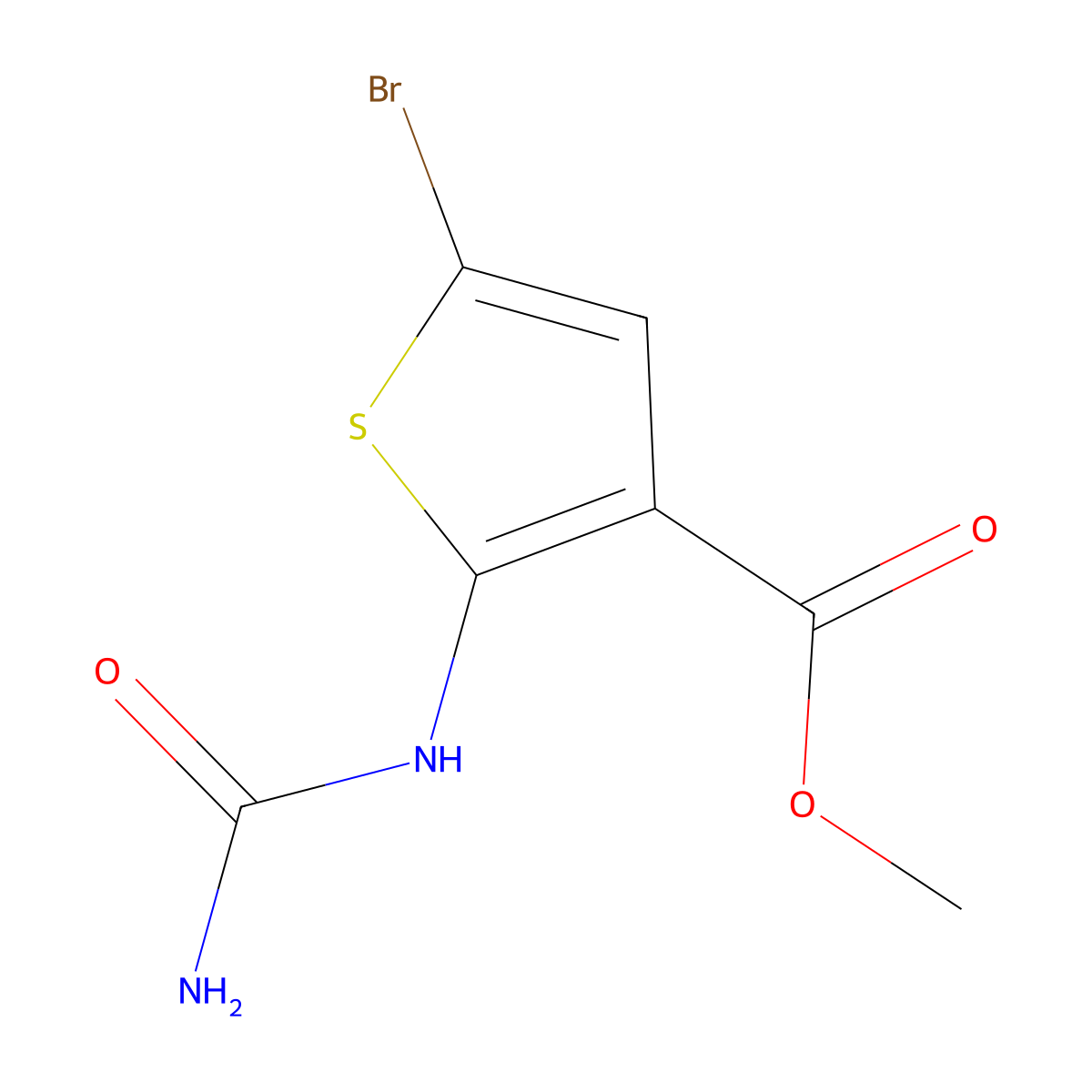 Methyl 5-bromo-2-ureidothiophene-3-carboxylate molecular structure, CAS 845889-21-6