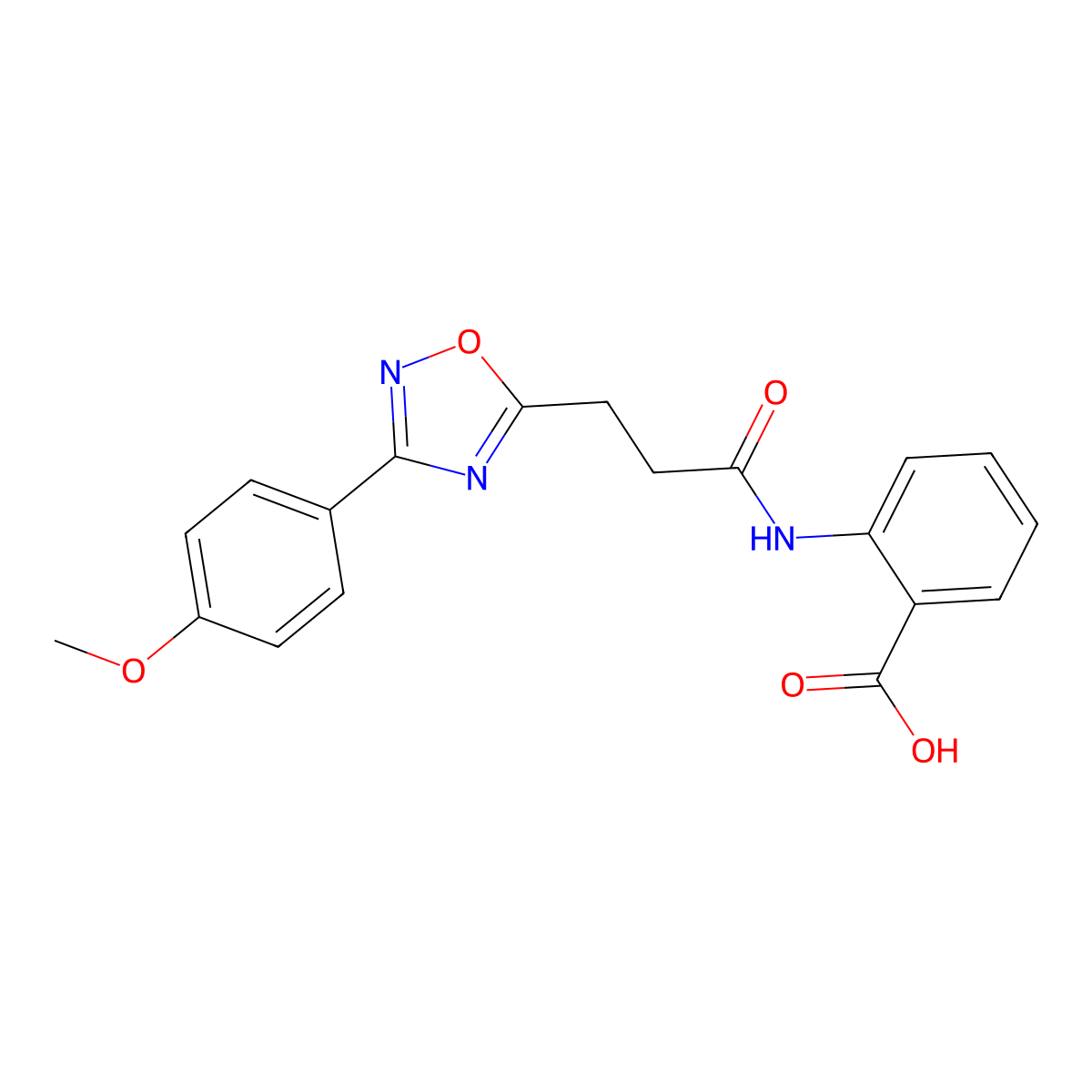 2-({3-[3-(4-Methoxyphenyl)-1,2,4-oxadiazol-5-yl]propanoyl}amino)benzoic acid molecular structure, CAS 845889-89-6