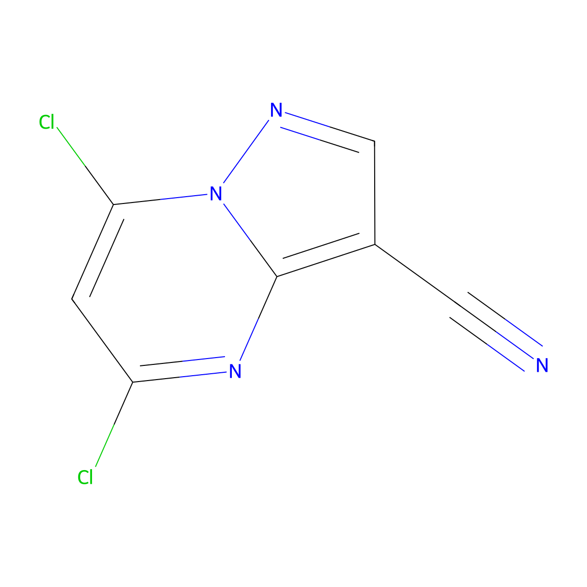 5,7-Dichloropyrazolo[1,5-a]pyrimidine-3-carbonitrile molecular structure, CAS 845895-95-6
