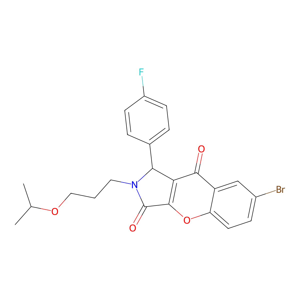 7-Bromo-1-(4-fluorophenyl)-2-(3-isopropoxypropyl)-1,2-dihydrochromeno[2,3-c]pyrrole-3,9-dione molecular structure, CAS 845899-76-5