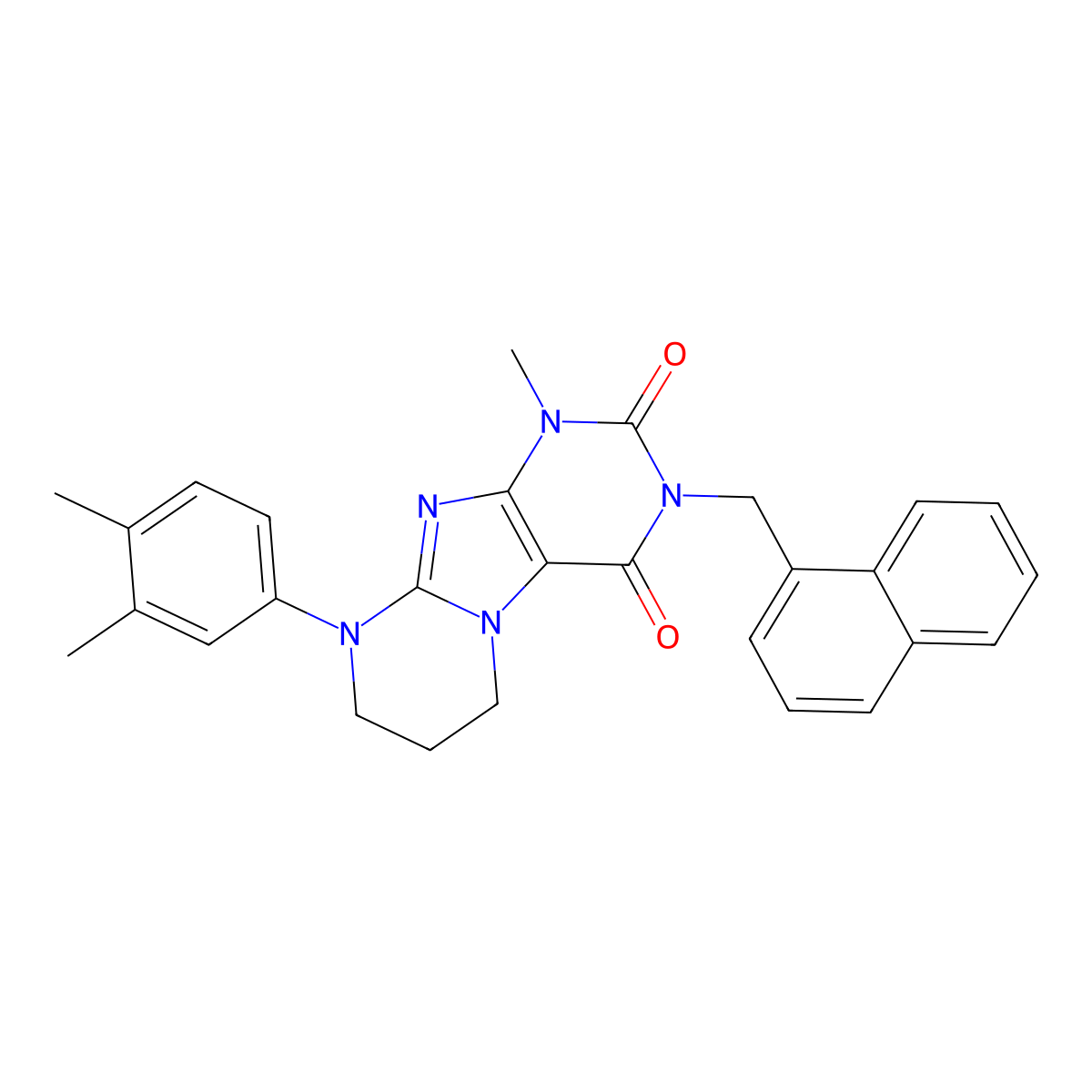 9-(3,4-dimethylphenyl)-1-methyl-3-(naphthalen-1-ylmethyl)-7,8-dihydro-6H-purino[7,8-a]pyrimidine-2,4-dione molecular structure, CAS 845900-95-0