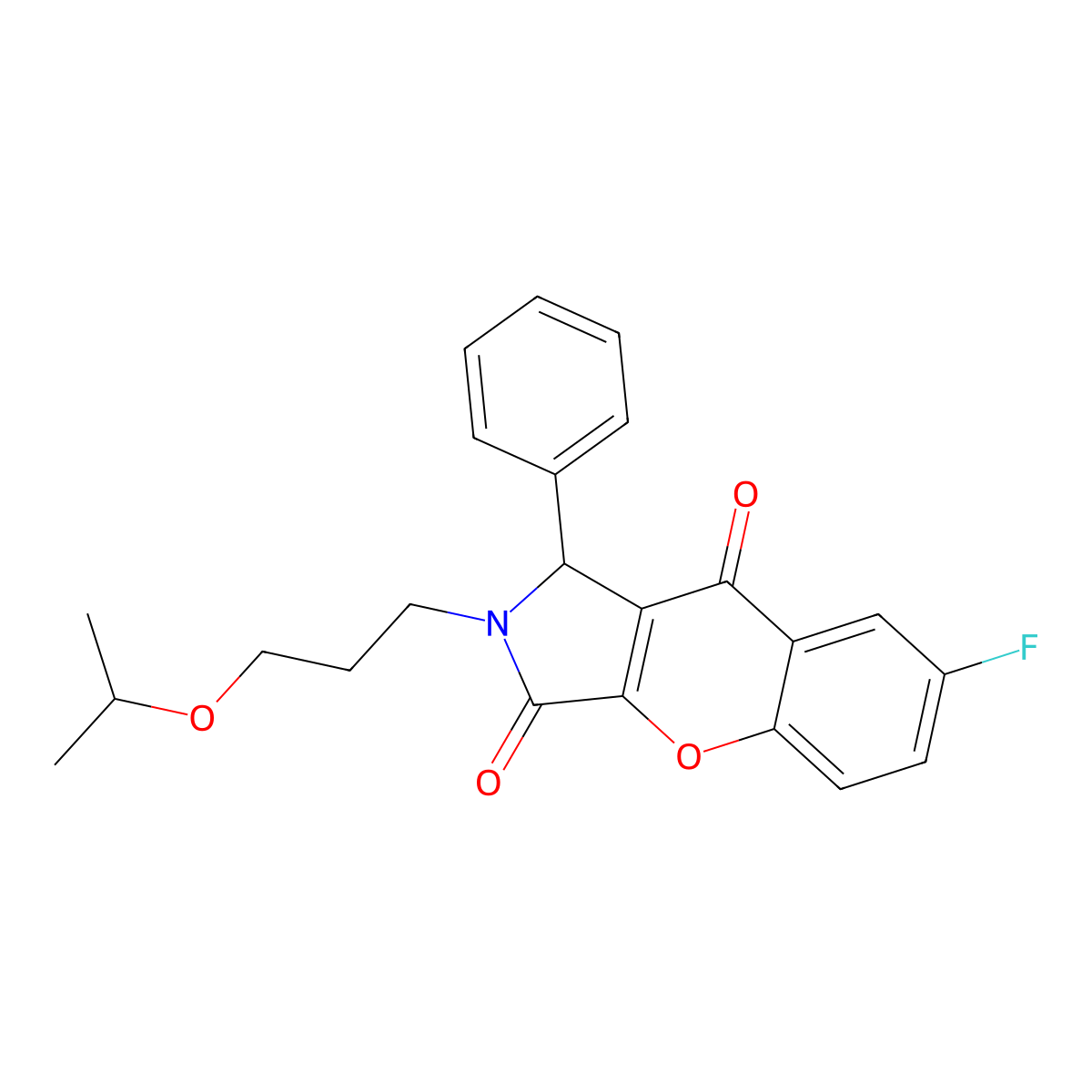7-Fluoro-2-(3-isopropoxypropyl)-1-phenyl-1,2-dihydrochromeno[2,3-c]pyrrole-3,9-dione molecular structure, CAS 845900-97-2