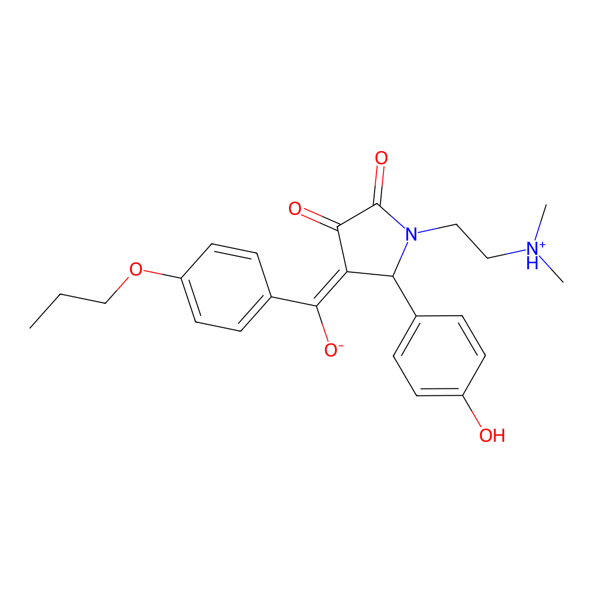 1-[2-(dimethylamino)ethyl]-3-hydroxy-5-(4-hydroxyphenyl)-4-(4-propoxybenzoyl)-2,5-dihydro-1H-pyrrol-2-one molecular structure, CAS 845901-30-6