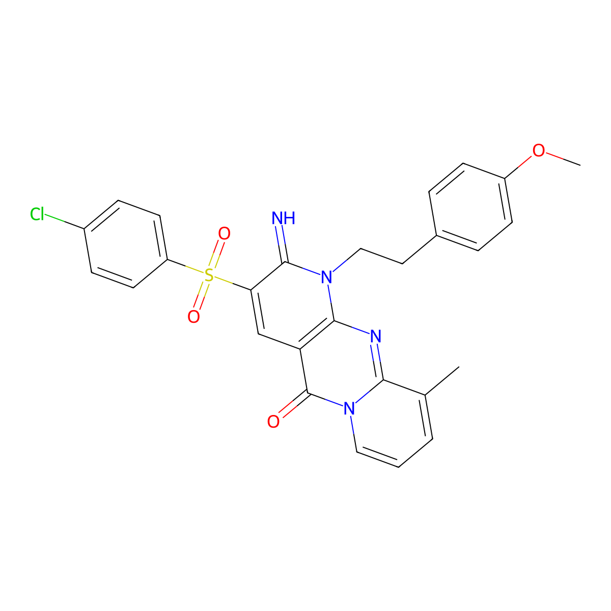 3-[(4-chlorophenyl)sulfonyl]-2-imino-1-[2-(4-methoxyphenyl)ethyl]-10-methyl-1,2-dihydro-5H-dipyrido[1,2-a:2',3'-d]pyrimidin-5-one molecular structure, CAS 845901-74-8