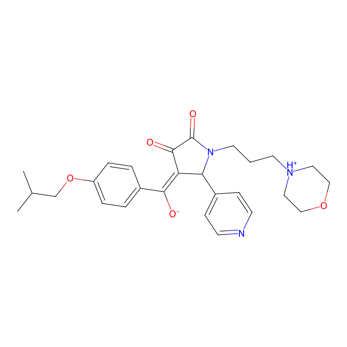 3-hydroxy-4-[4-(2-methylpropoxy)benzoyl]-1-[3-(morpholin-4-yl)propyl]-5-(pyridin-4-yl)-2,5-dihydro-1H-pyrrol-2-one molecular structure, CAS 845901-91-9