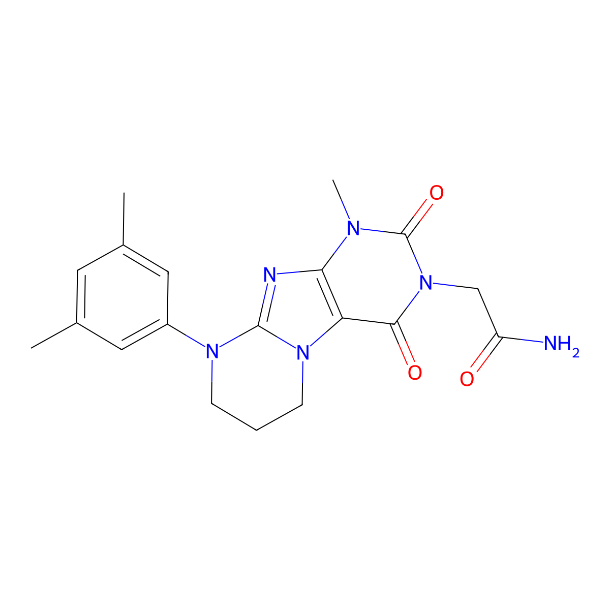 2-[9-(3,5-dimethylphenyl)-1-methyl-2,4-dioxo-7,8-dihydro-6H-purino[7,8-a]pyrimidin-3-yl]acetamide molecular structure, CAS 845902-08-1