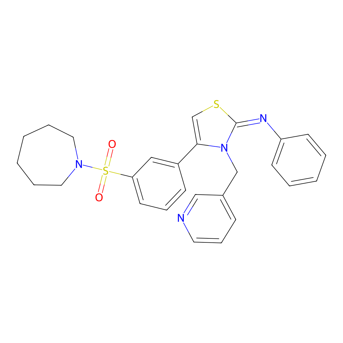N-[(2Z)-4-[3-(azepan-1-ylsulfonyl)phenyl]-3-(pyridin-3-ylmethyl)-1,3-thiazol-2(3H)-ylidene]aniline molecular structure, CAS 845902-17-2