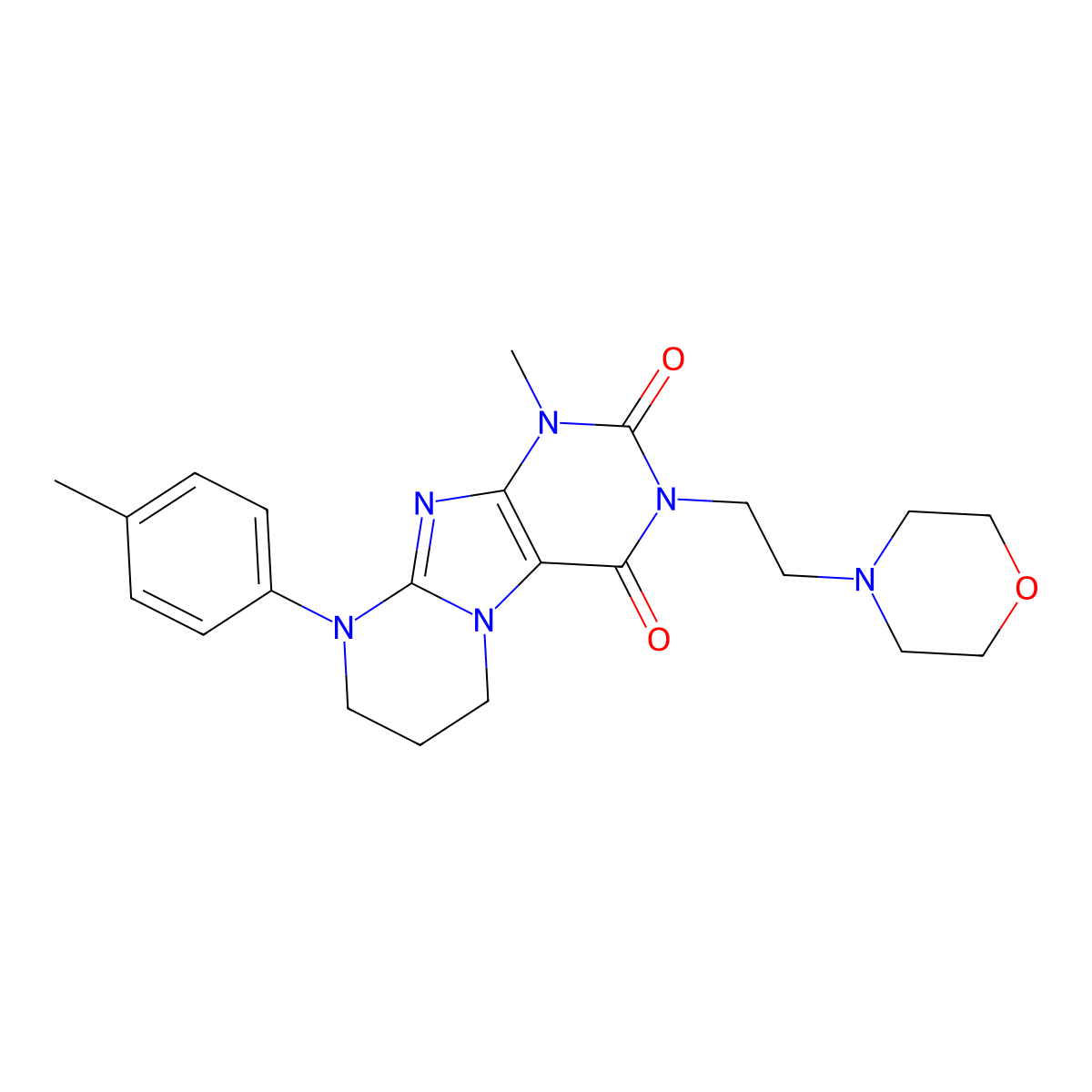 1-methyl-9-(4-methylphenyl)-3-(2-morpholin-4-ylethyl)-7,8-dihydro-6H-purino[7,8-a]pyrimidine-2,4-dione molecular structure, CAS 845902-20-7
