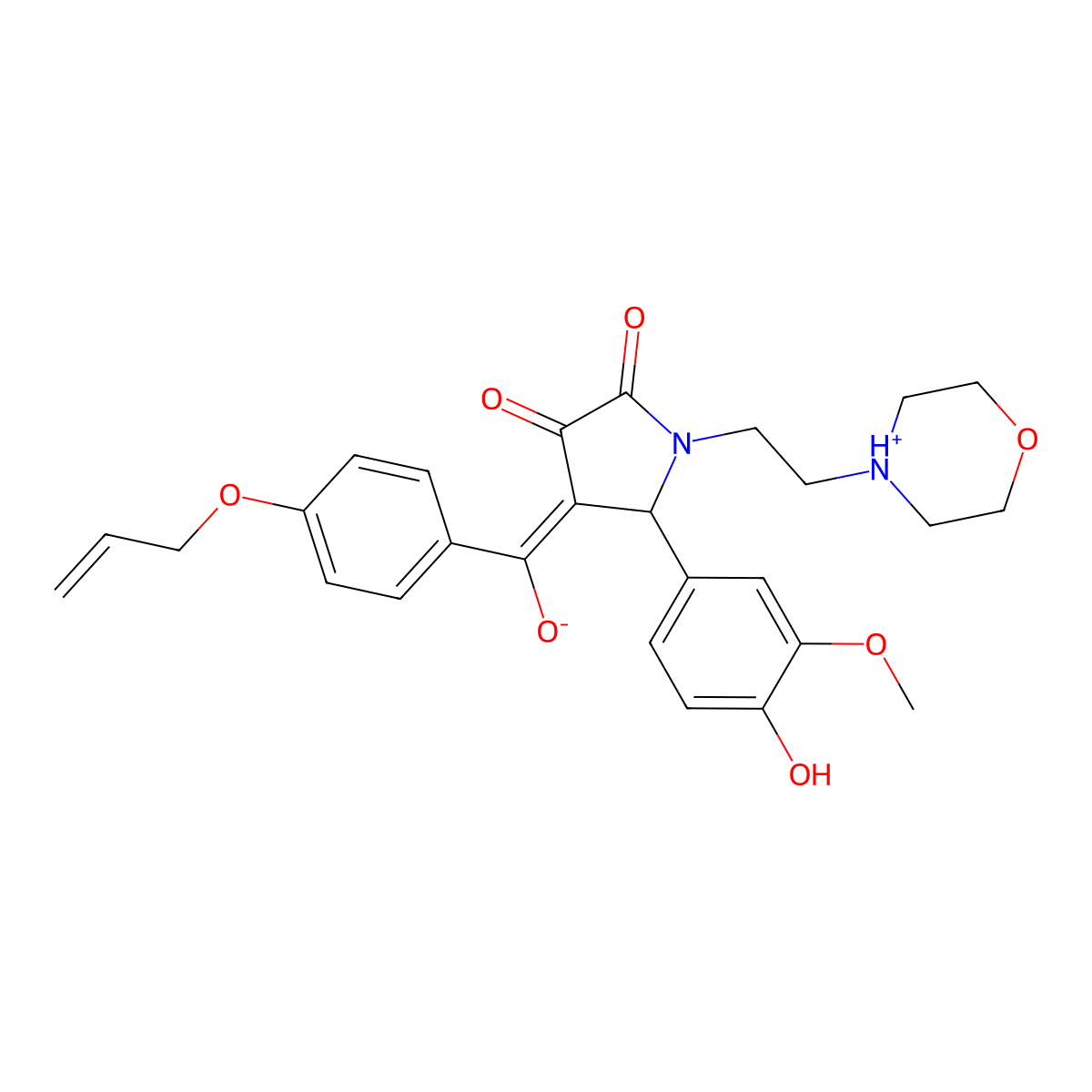 3-hydroxy-5-(4-hydroxy-3-methoxyphenyl)-1-[2-(morpholin-4-yl)ethyl]-4-[4-(prop-2-en-1-yloxy)benzoyl]-2,5-dihydro-1H-pyrrol-2-one molecular structure, CAS 845902-30-9
