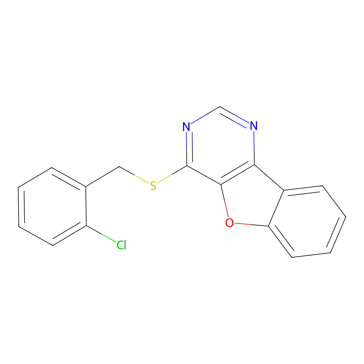 4-((2-Chlorobenzyl)thio)benzofuro[3,2-d]pyrimidine molecular structure, CAS 845902-47-8