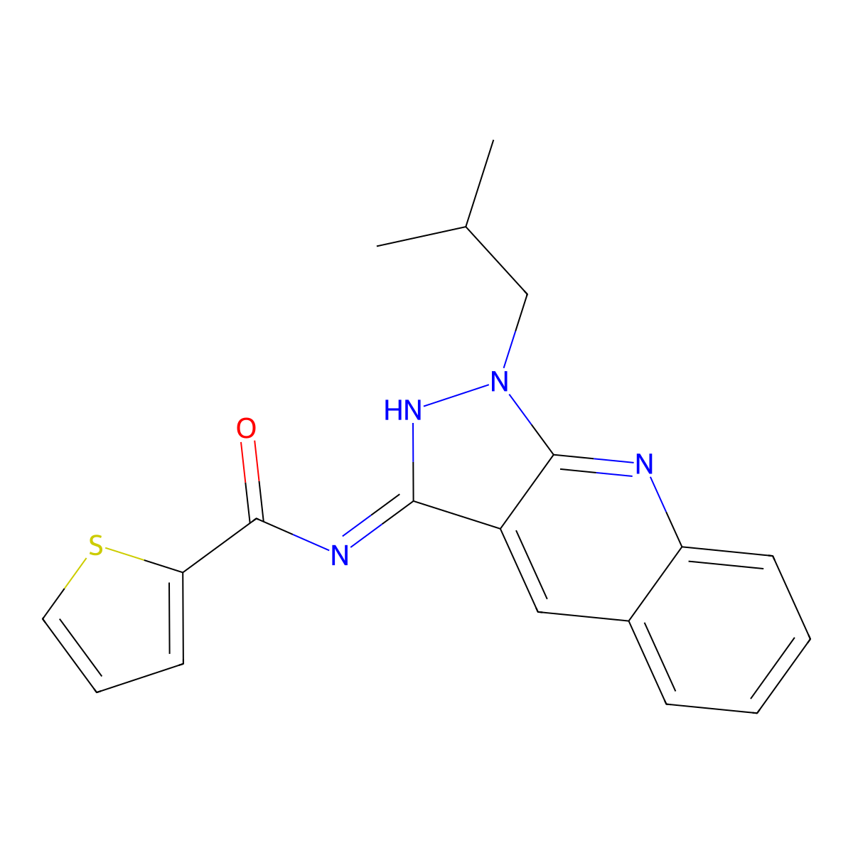 N-[1-(2-methylpropyl)pyrazolo[3,4-b]quinolin-3-yl]thiophene-2-carboxamide molecular structure, CAS 845902-48-9