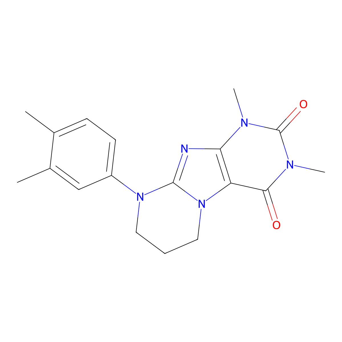 9-(3,4-dimethylphenyl)-1,3-dimethyl-7,8-dihydro-6H-purino[7,8-a]pyrimidine-2,4-dione molecular structure, CAS 845902-90-1