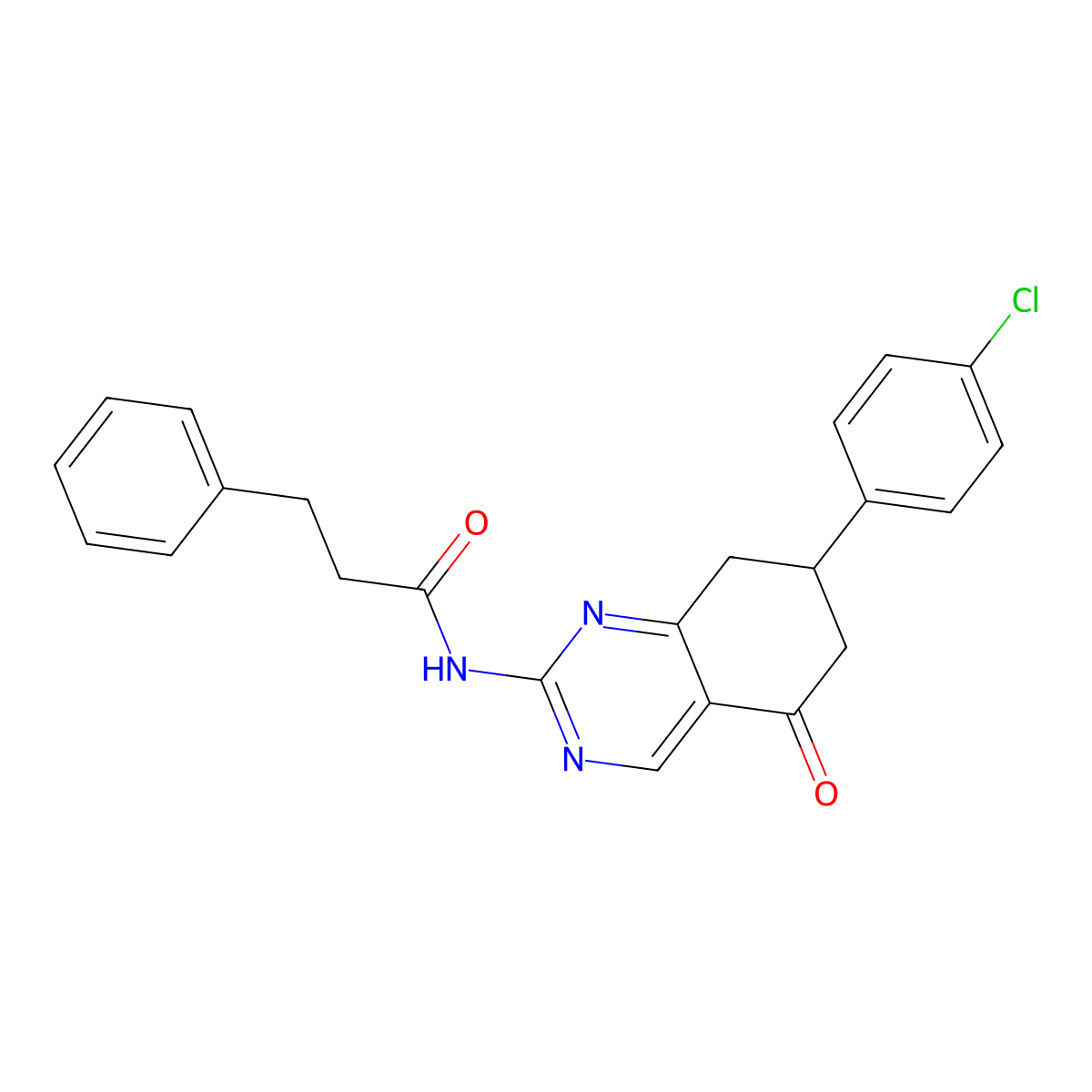 N-[7-(4-chlorophenyl)-5-oxo-5,6,7,8-tetrahydroquinazolin-2-yl]-3-phenylpropanamide molecular structure, CAS 845902-96-7