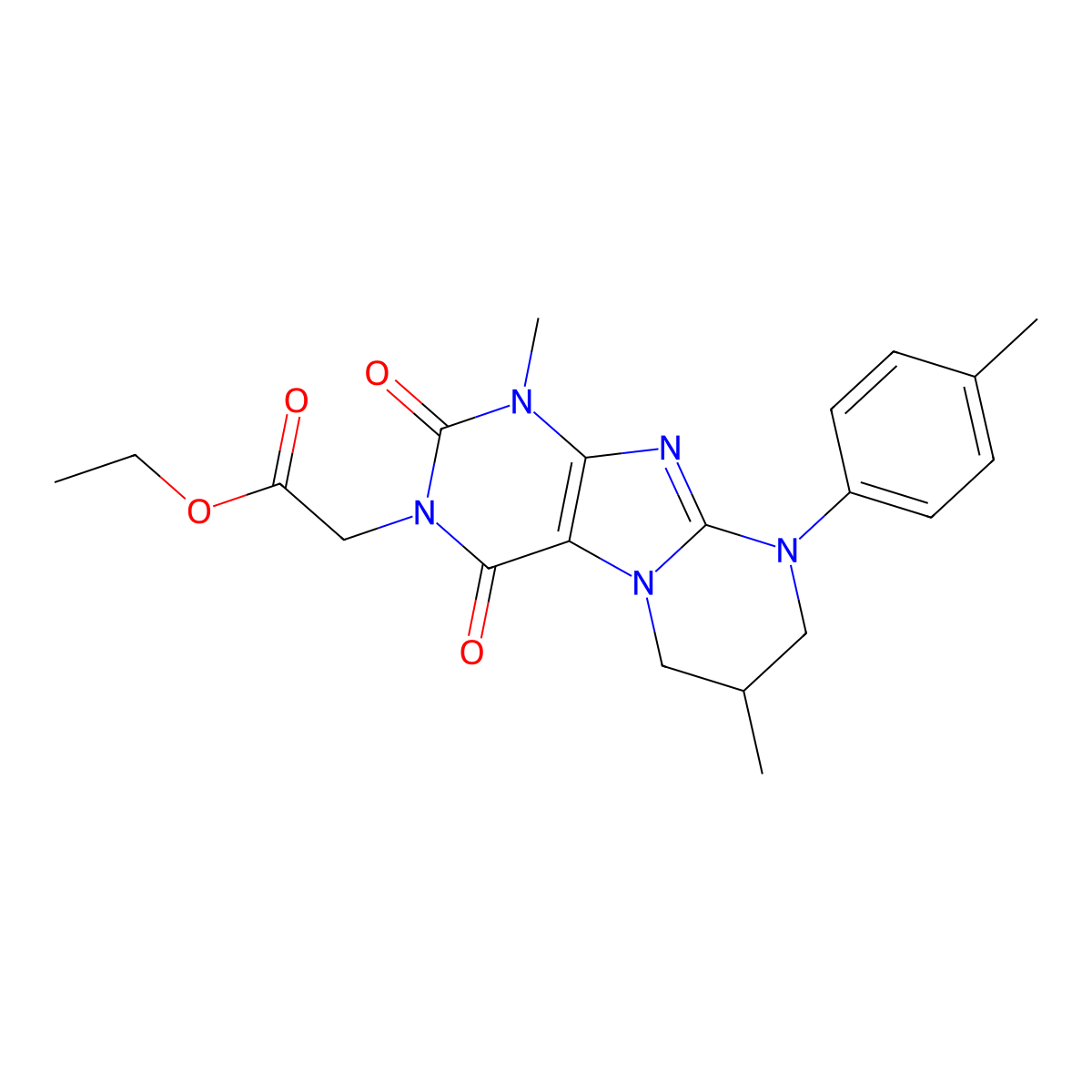 ethyl 2-[1,7-dimethyl-9-(4-methylphenyl)-2,4-dioxo-7,8-dihydro-6H-purino[7,8-a]pyrimidin-3-yl]acetate molecular structure, CAS 845903-38-0