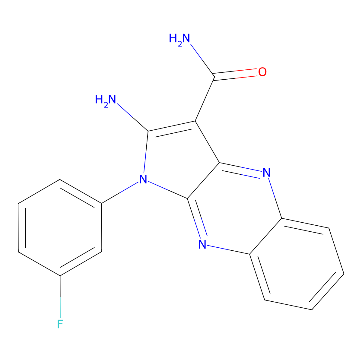 2-amino-1-(3-fluorophenyl)-1H-pyrrolo[2,3-b]quinoxaline-3-carboxamide molecular structure, CAS 845903-41-5