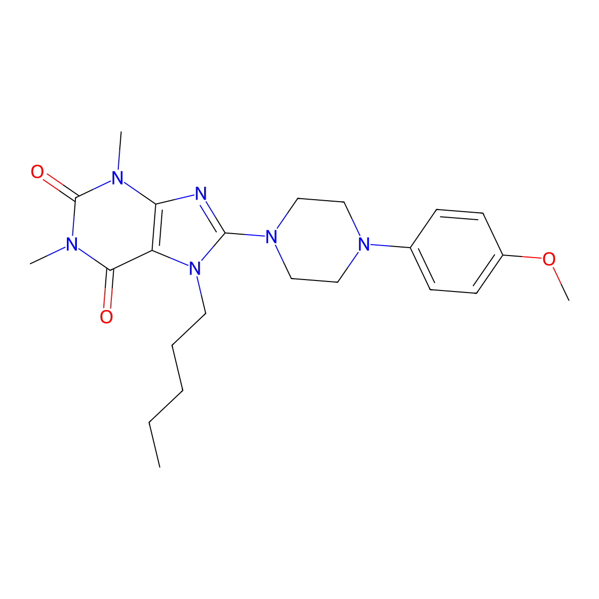 8-[4-(4-Methoxyphenyl)piperazin-1-yl]-1,3-dimethyl-7-pentylpurine-2,6-dione molecular structure, CAS 845903-50-6