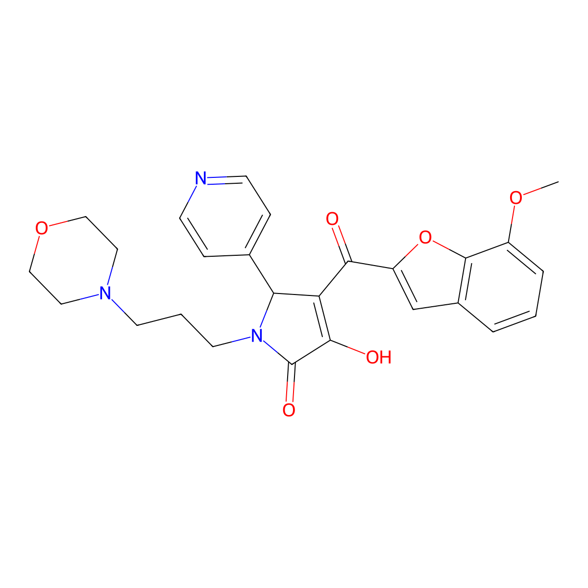 3-Hydroxy-4-[(7-methoxybenzo[d]furan-2-yl)carbonyl]-1-(3-morpholin-4-ylpropyl)-5-(4-pyridyl)-3-pyrrolin-2-one molecular structure, CAS 845903-54-0