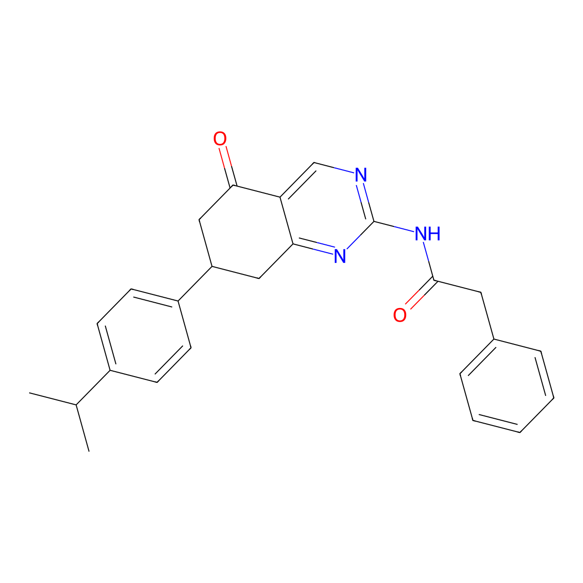 N-{5-oxo-7-[4-(propan-2-yl)phenyl]-5,6,7,8-tetrahydroquinazolin-2-yl}-2-phenylacetamide molecular structure, CAS 845903-61-9