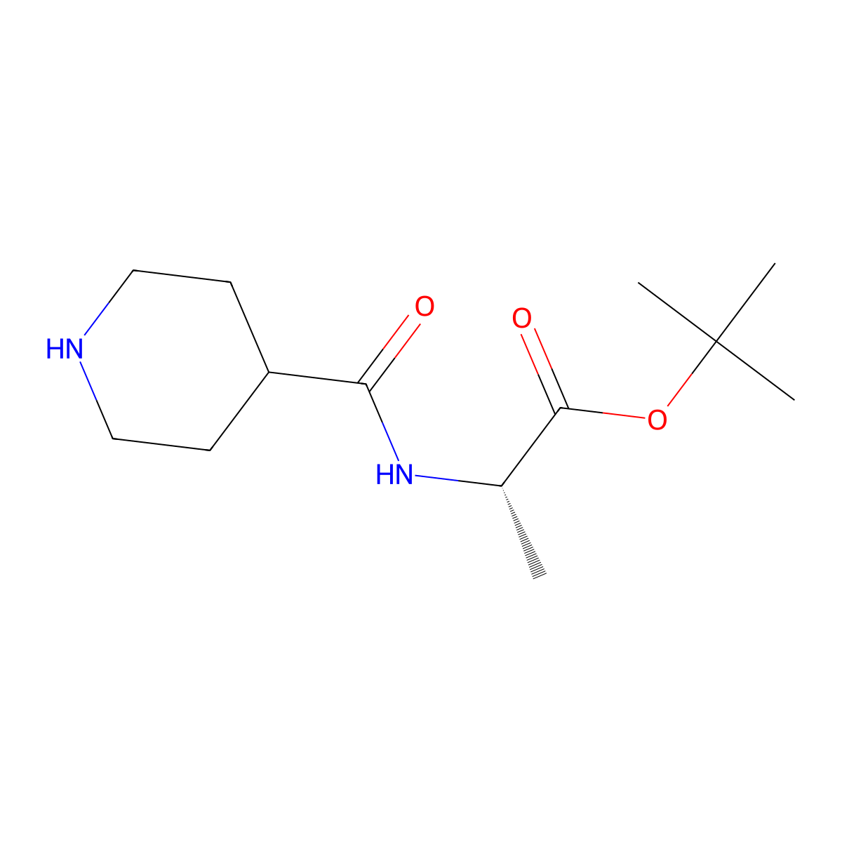 (S)-Tert-butyl 2-(piperidine-4-carboxamido)propanoate molecular structure, CAS 845907-19-9