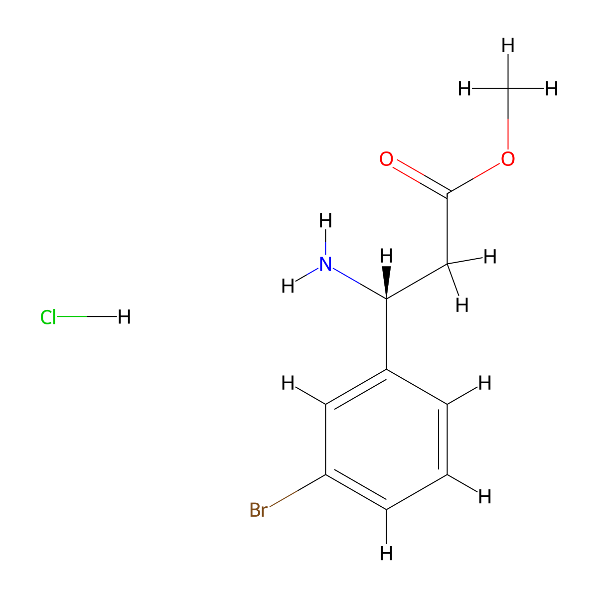 methyl (3R)-3-amino-3-(3-bromophenyl)propanoate hydrochloride molecular structure, CAS 845909-00-4