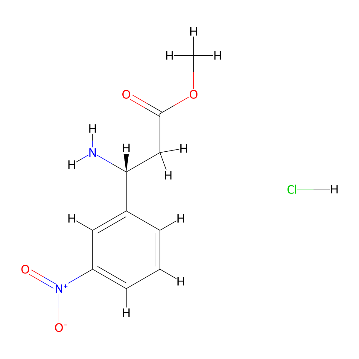 methyl (3R)-3-amino-3-(3-nitrophenyl)propanoate hydrochloride molecular structure, CAS 845909-02-6