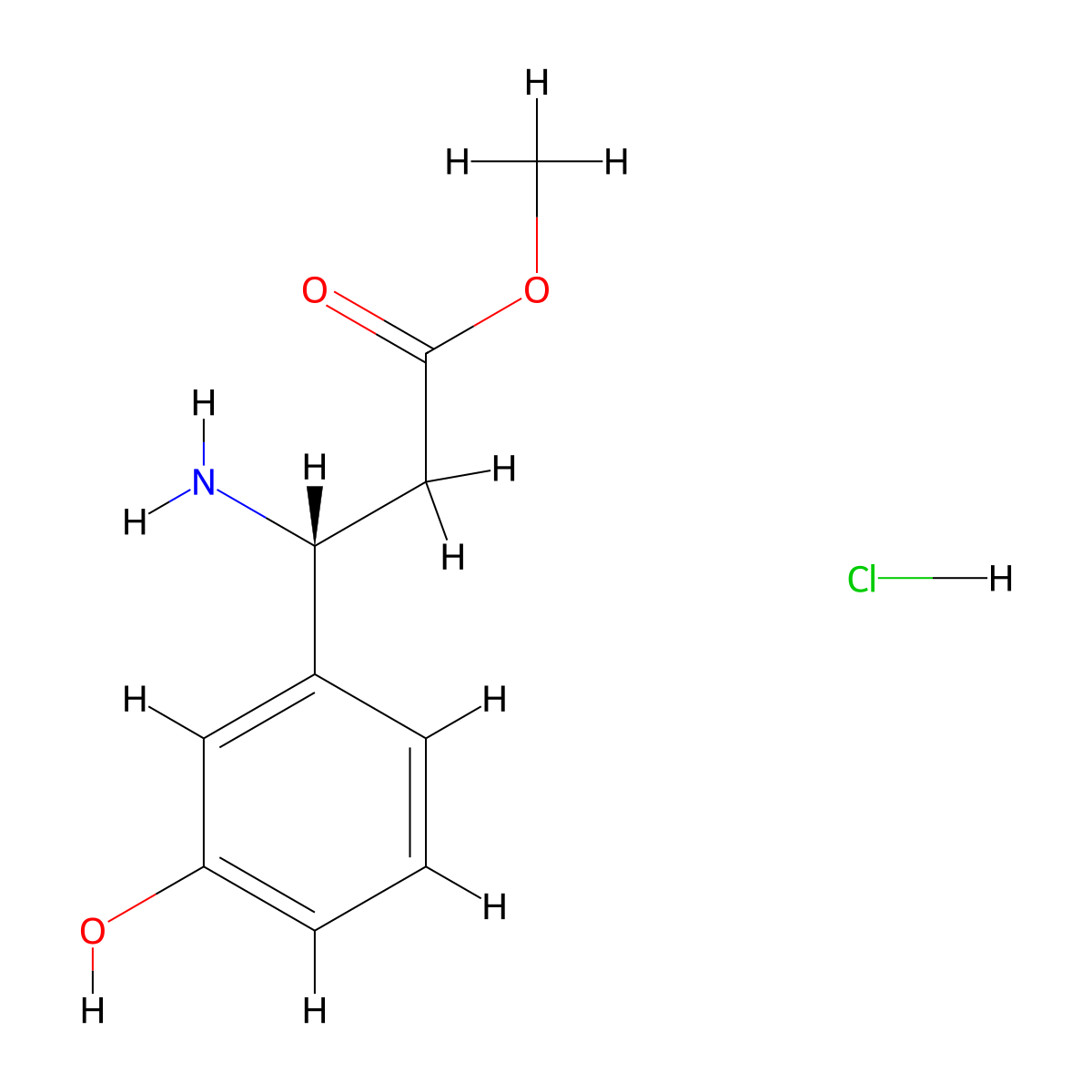 (R)-Methyl 3-amino-3-(3-hydroxyphenyl)propanoate hydrochloride molecular structure, CAS 845909-40-2