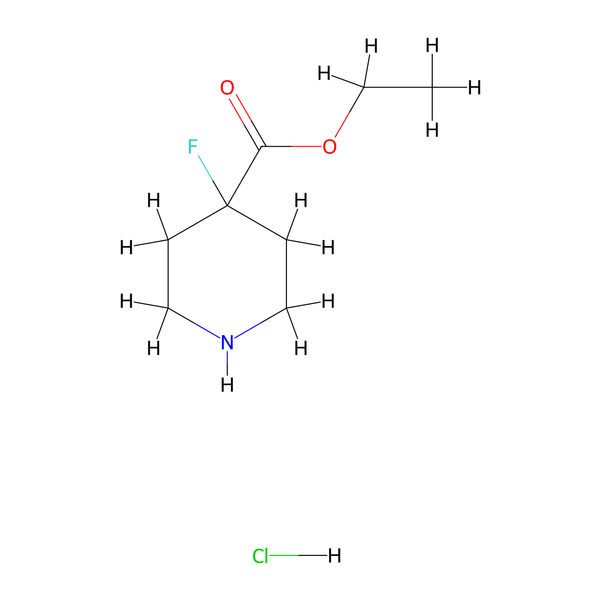 Ethyl 4-Fluoropiperidine-4-carboxylate Hydrochloride molecular structure, CAS 845909-49-1