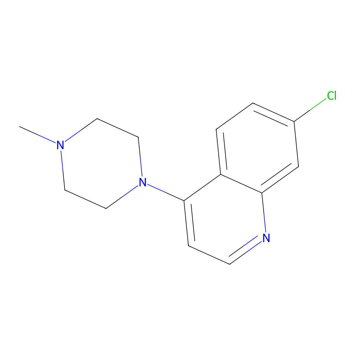 7-Chloro-4-(4-methyl-1-piperazinyl)quinoline molecular structure, CAS 84594-63-8