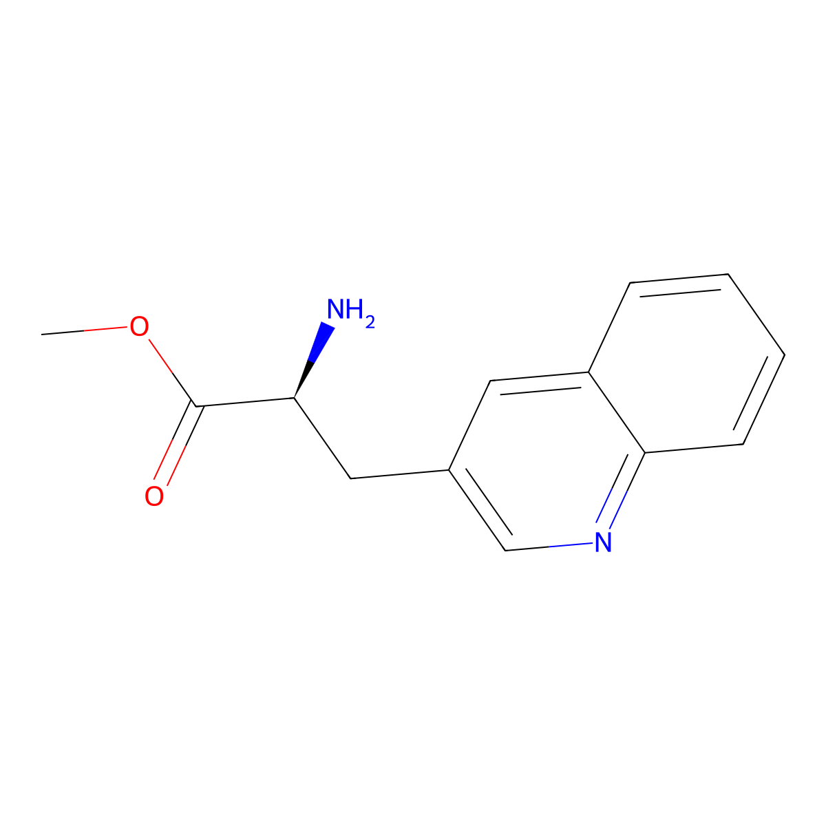 methyl (2S)-2-amino-3-(quinolin-3-yl)propanoate molecular structure, CAS 845958-68-1