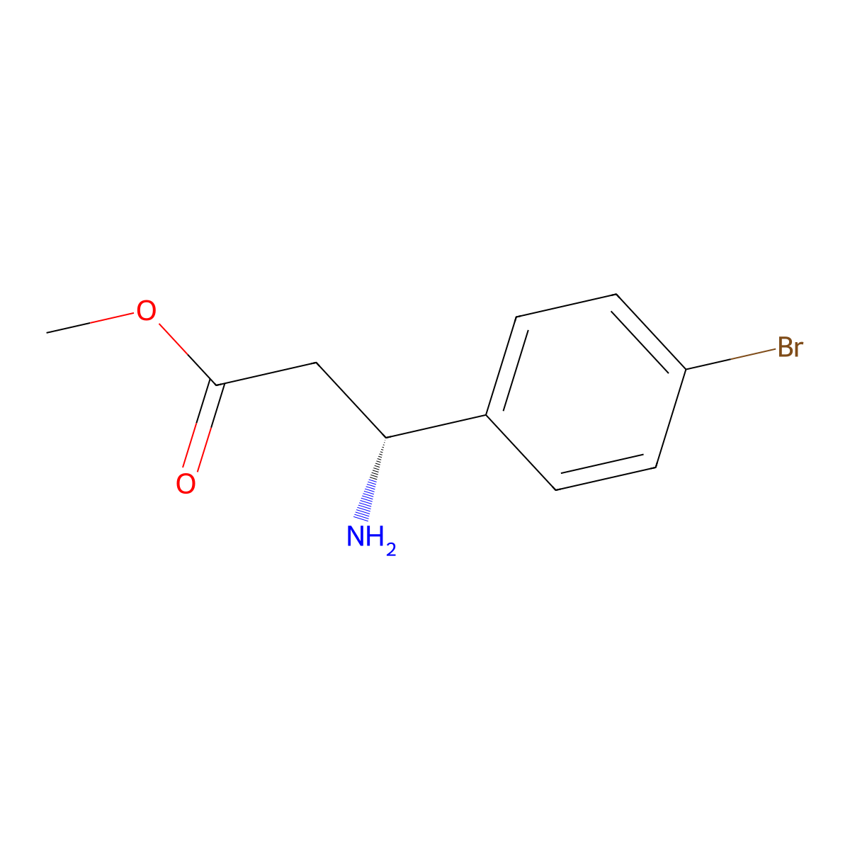 methyl (3R)-3-amino-3-(4-bromophenyl)propanoate molecular structure, CAS 845958-73-8