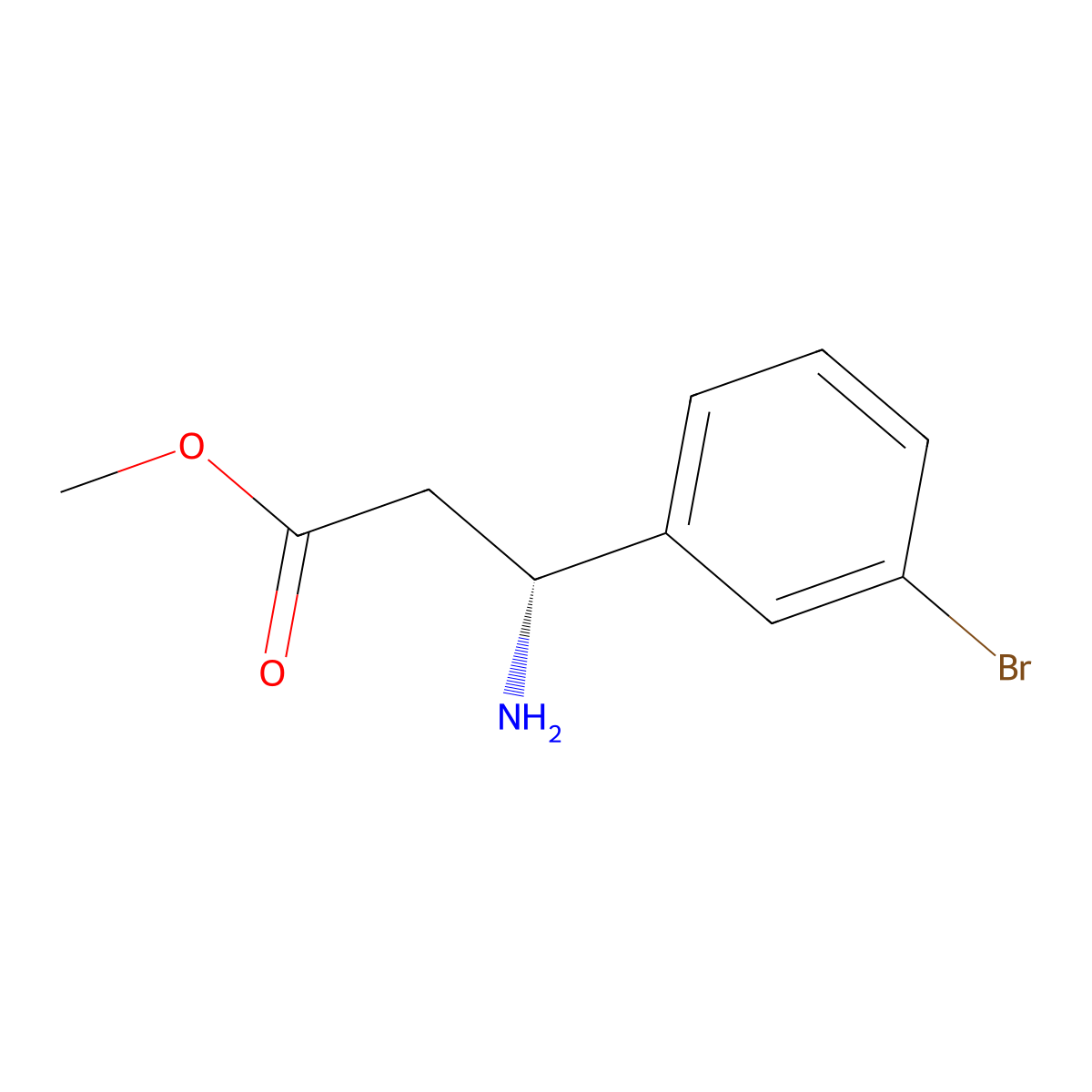 methyl (3R)-3-amino-3-(3-bromophenyl)propanoate molecular structure, CAS 845958-74-9