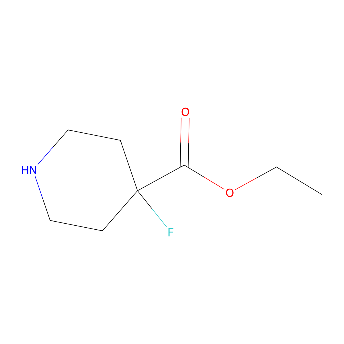 Ethyl 4-fluoropiperidine-4-carboxylate molecular structure, CAS 845958-77-2