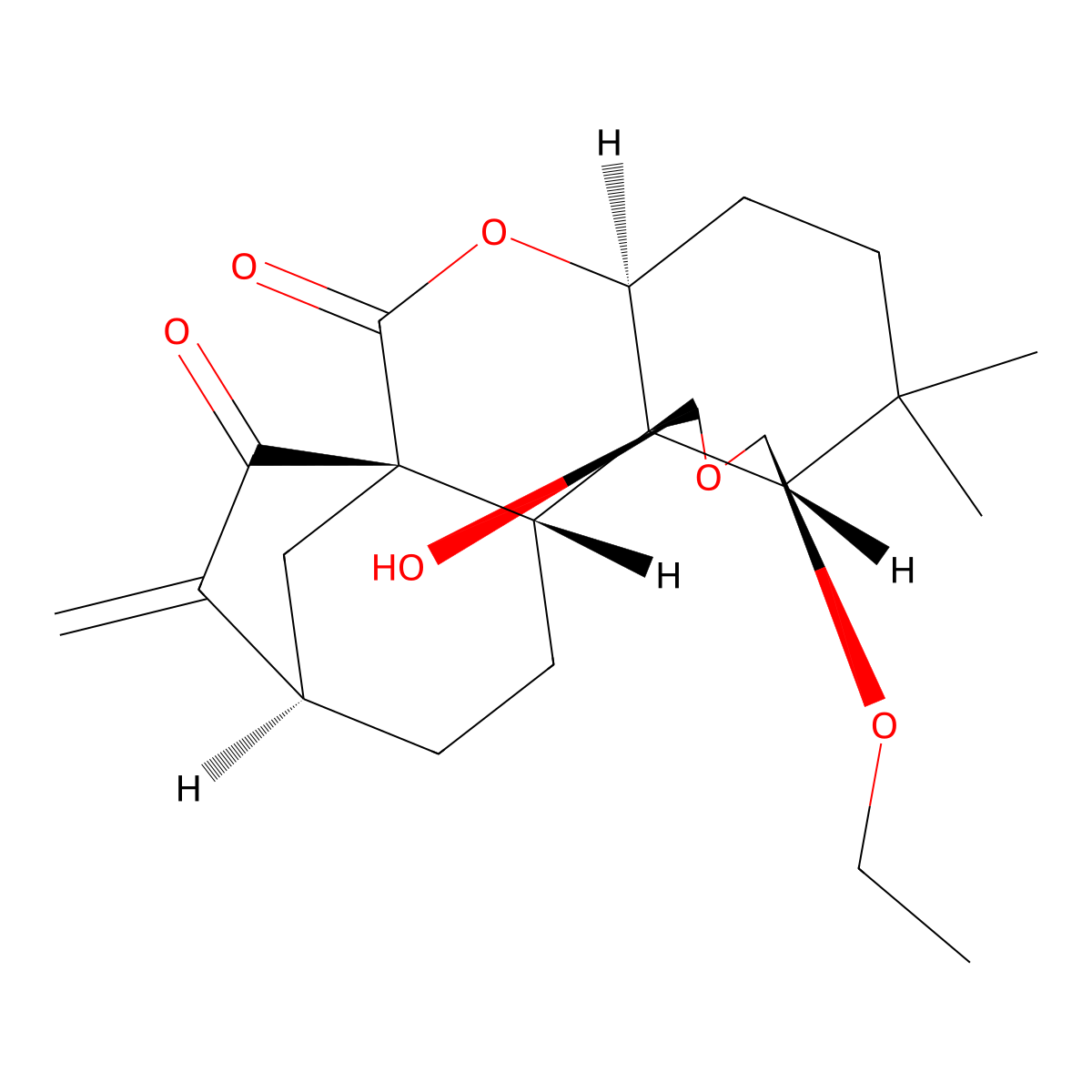 (1S,4S,8R,9R,11S,12R,13S,16R)-9-ethoxy-11-hydroxy-7,7-dimethyl-17-methylidene-3,10-dioxapentacyclo(14.2.1.01,13.04,12.08,12)nonadecane-2,18-dione molecular structure, CAS 845959-98-0