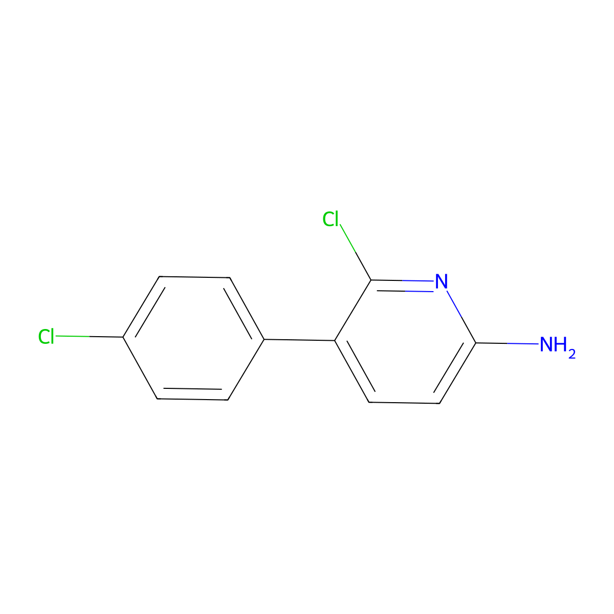6-Chloro-5-(4-chlorophenyl)pyridin-2-amine molecular structure, CAS 84596-39-4