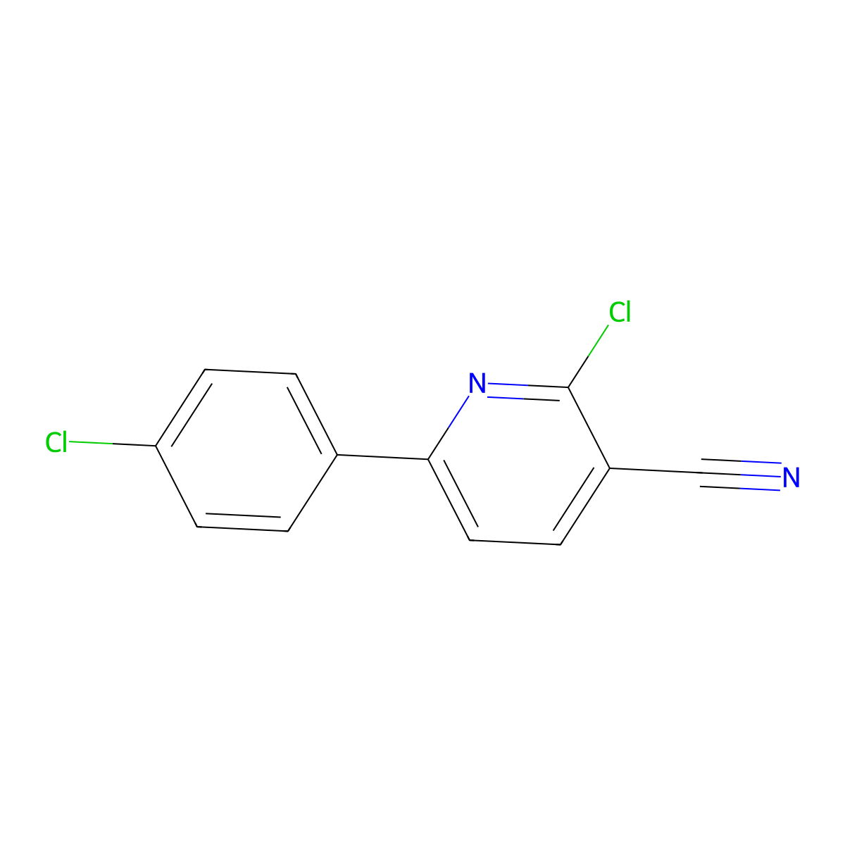 2-Chloro-6-(4-chlorophenyl)nicotinonitrile molecular structure, CAS 84596-41-8