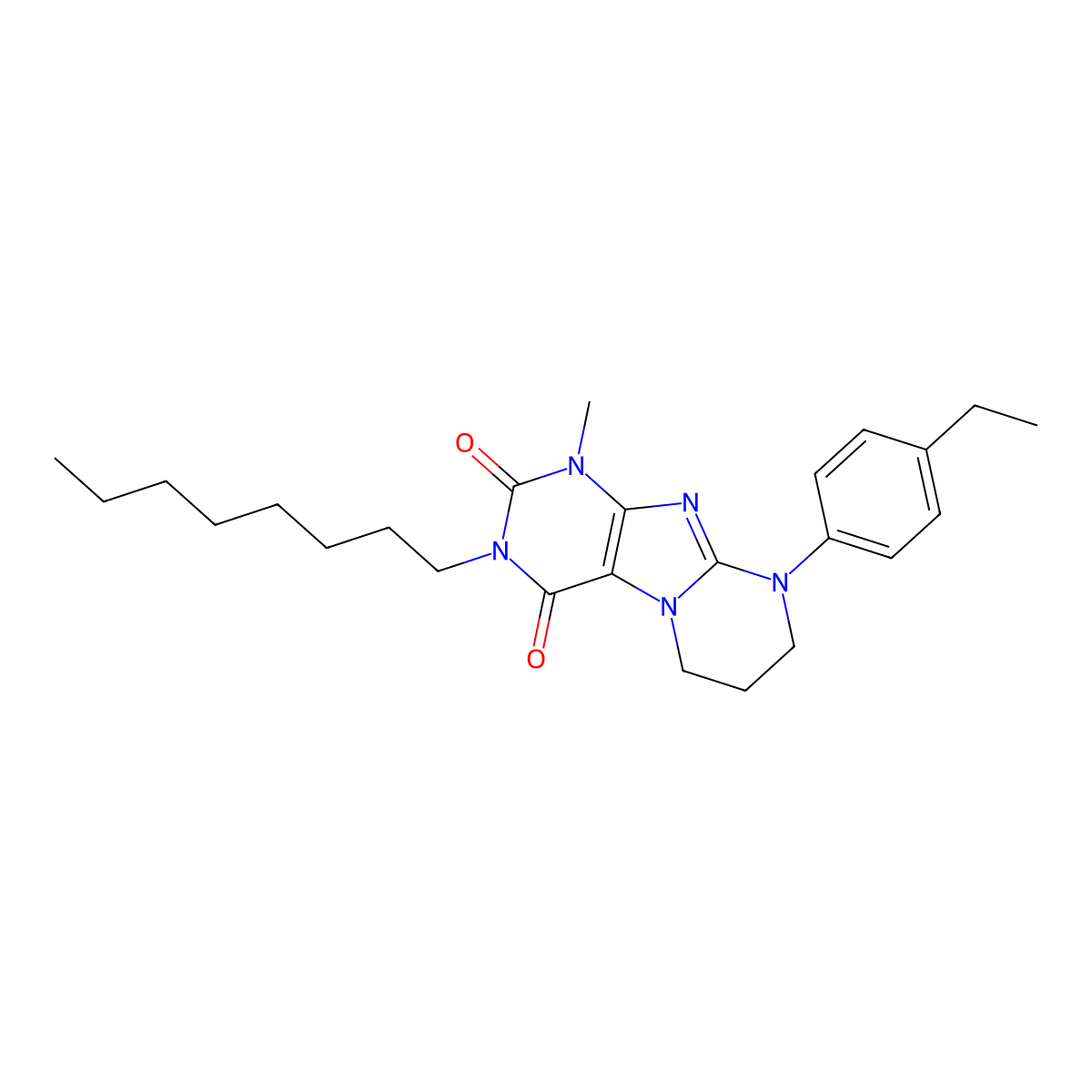 9-(4-ethylphenyl)-1-methyl-3-octyl-7,8-dihydro-6H-purino[7,8-a]pyrimidine-2,4-dione molecular structure, CAS 845982-59-4