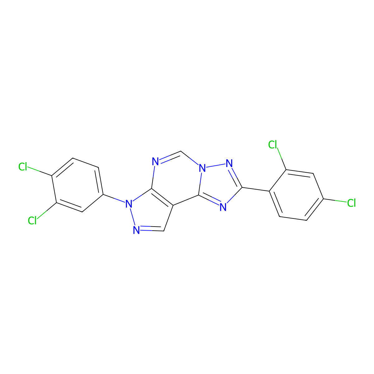 2-(2,4-dichlorophenyl)-7-(3,4-dichlorophenyl)-7H-pyrazolo[4,3-e][1,2,4]triazolo[1,5-c]pyrimidine molecular structure, CAS 845984-14-7