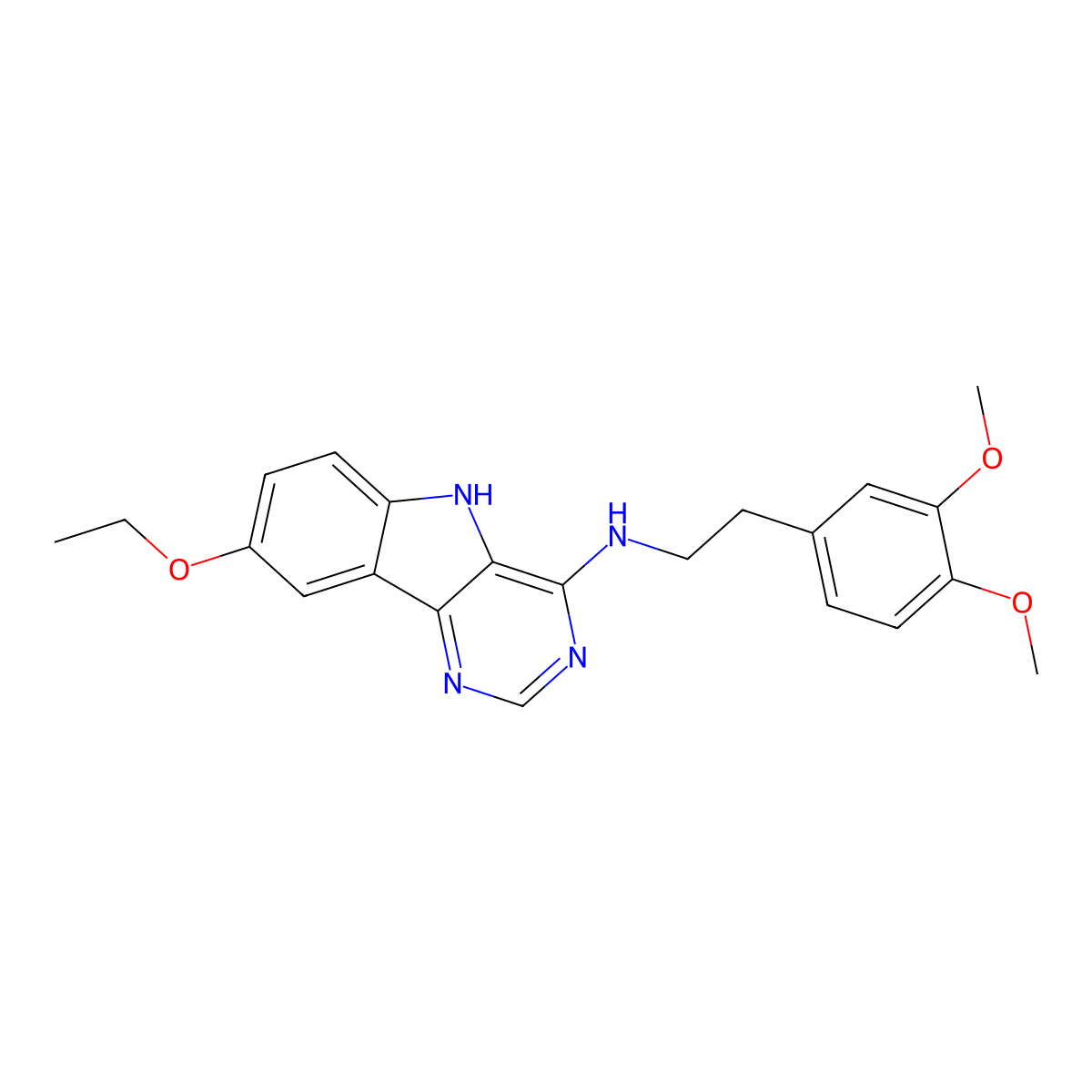 N-[2-(3,4-dimethoxyphenyl)ethyl]-8-ethoxy-5H-pyrimido[5,4-b]indol-4-amine molecular structure, CAS 845985-14-0