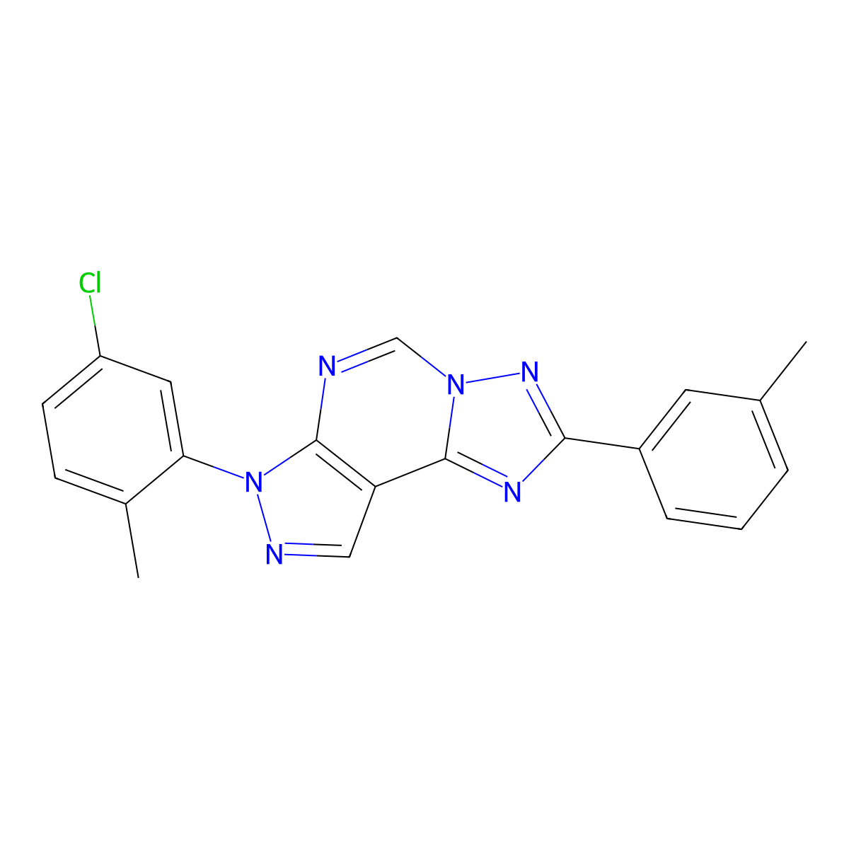 7-(5-chloro-2-methylphenyl)-2-(3-methylphenyl)-7H-pyrazolo[4,3-e][1,2,4]triazolo[1,5-c]pyrimidine molecular structure, CAS 845985-66-2