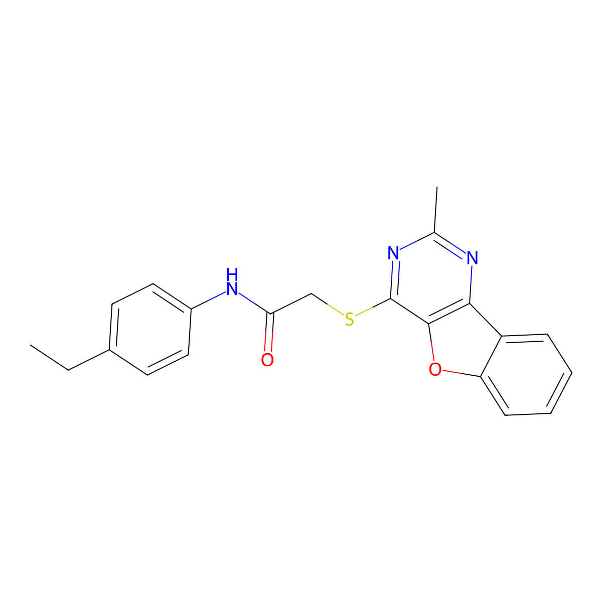 N-(4-ethylphenyl)-2-[(2-methyl-[1]benzofuro[3,2-d]pyrimidin-4-yl)sulfanyl]acetamide molecular structure, CAS 845985-75-3
