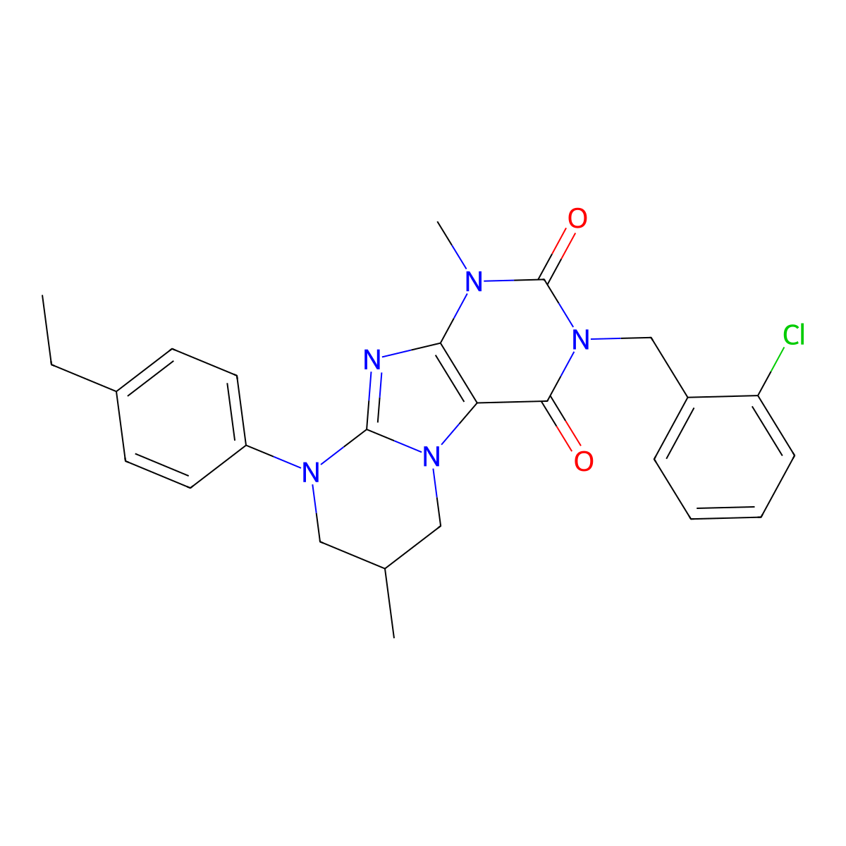 3-[(2-chlorophenyl)methyl]-9-(4-ethylphenyl)-1,7-dimethyl-7,8-dihydro-6H-purino[7,8-a]pyrimidine-2,4-dione molecular structure, CAS 845985-81-1