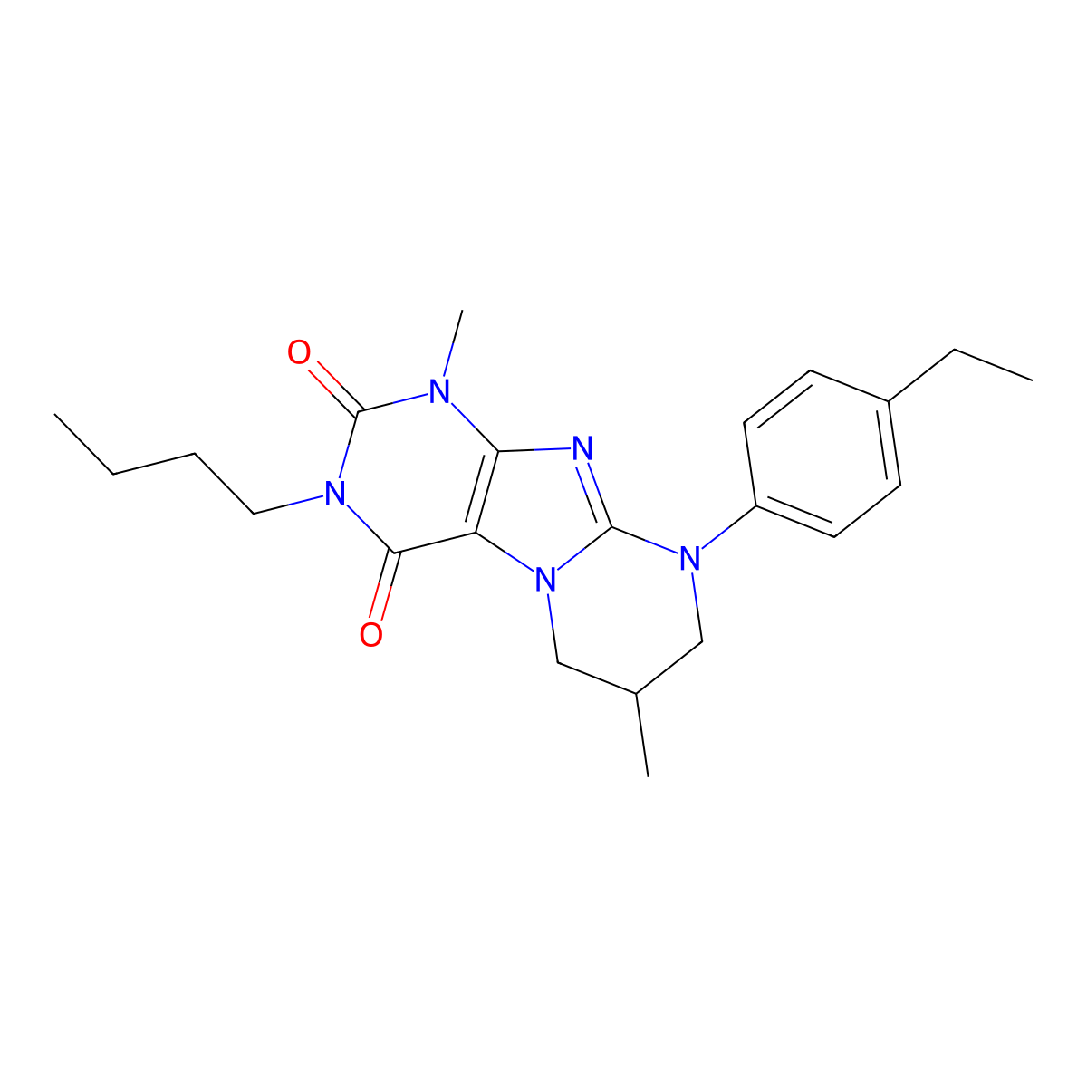 3-butyl-9-(4-ethylphenyl)-1,7-dimethyl-7,8-dihydro-6H-purino[7,8-a]pyrimidine-2,4-dione molecular structure, CAS 845985-83-3