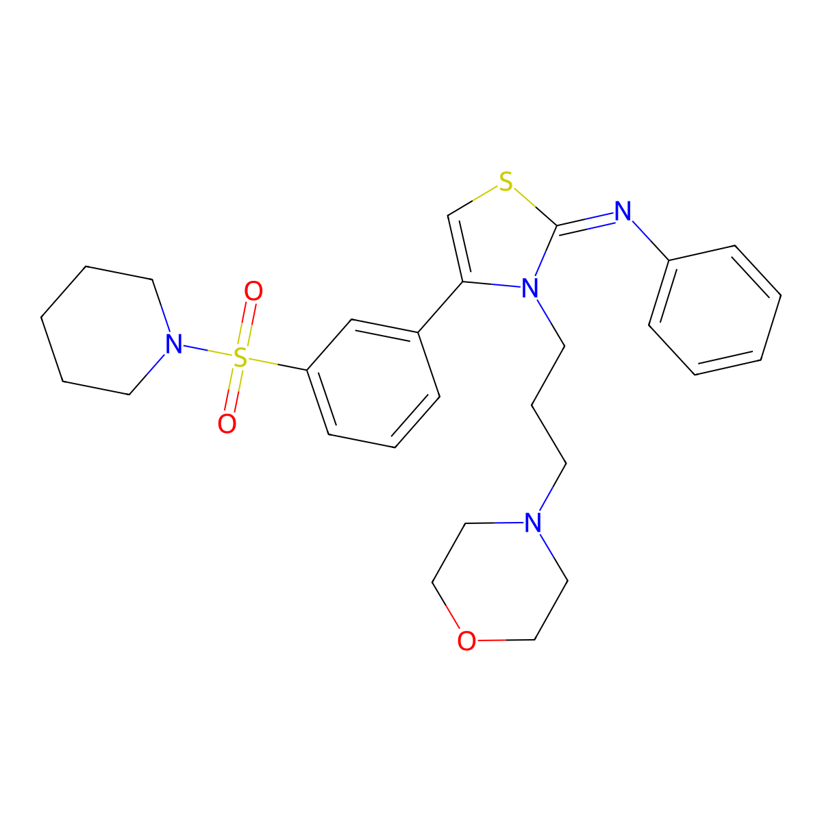 N-[(2Z)-3-[3-(morpholin-4-yl)propyl]-4-[3-(piperidin-1-ylsulfonyl)phenyl]-1,3-thiazol-2(3H)-ylidene]aniline molecular structure, CAS 845986-01-8
